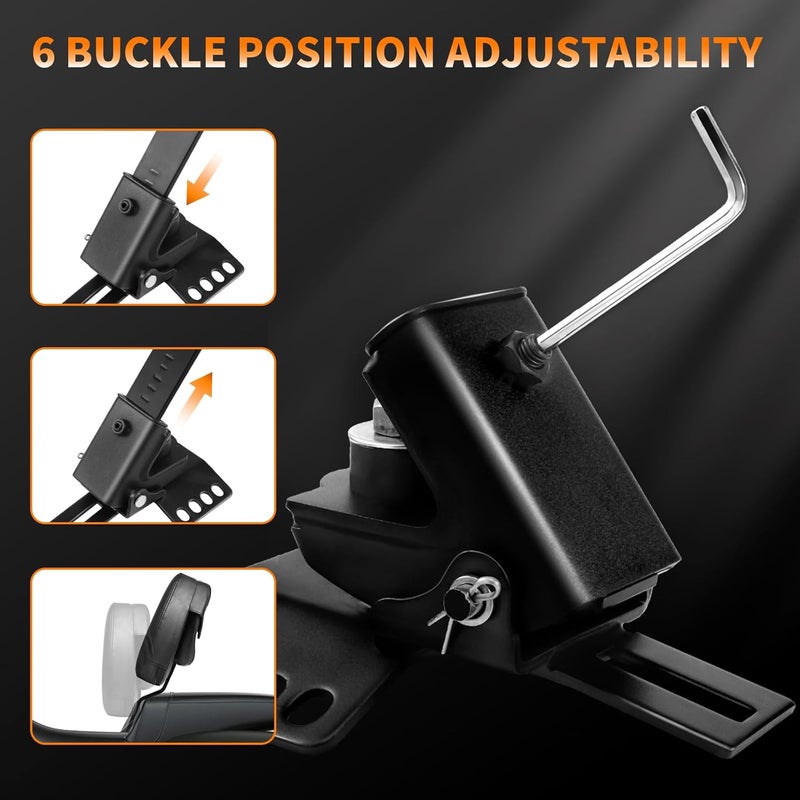 Eumti Adjustable Plug-in Motorcycle Front Driver Seat Rider Backrest Pad Custom Mounting Kit Compatible with Harley Touring Models Street Glide Road King Electra Glide Road Glide 1997-2025 - Image 4